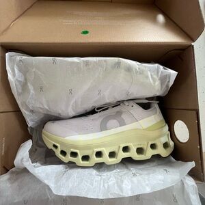 NEW On Running Cloudmonster Sneakers in Cream and Light Green